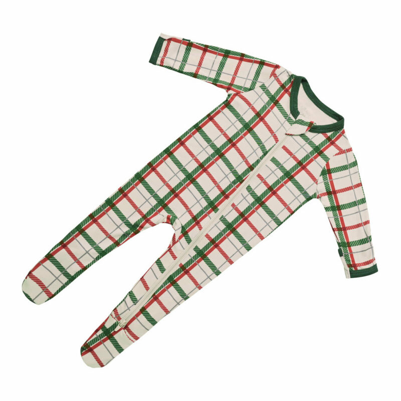 Zippered Footie in Hunter Plaid
