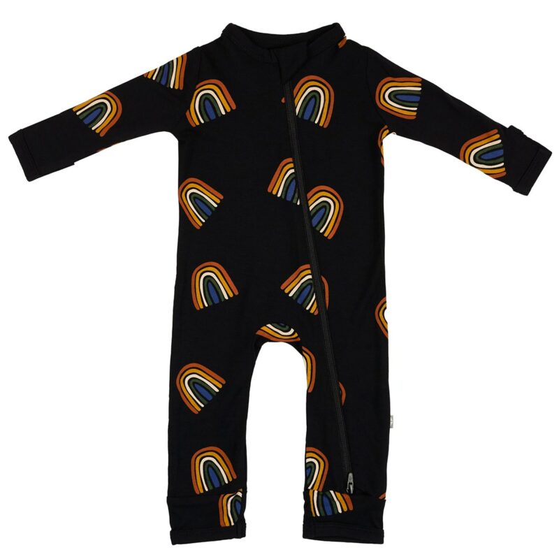 Zippered Romper in Rust Rainbow on Midnight from Kyte BABY