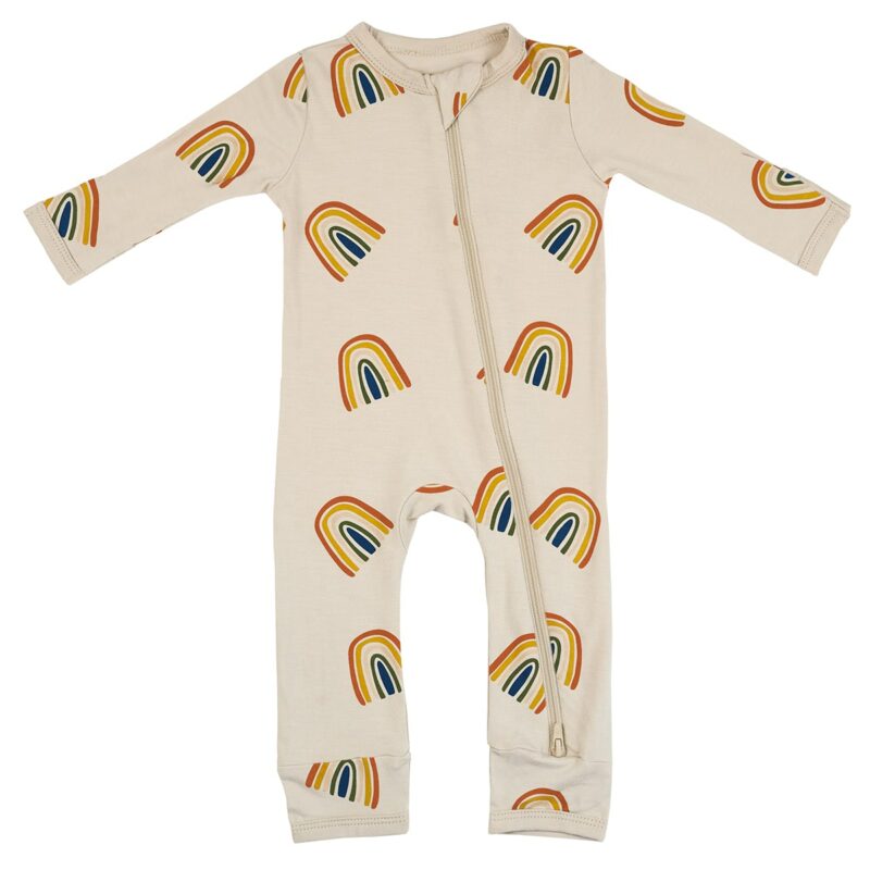 Zippered Romper in Rust Rainbow on Oat from Kyte BABY