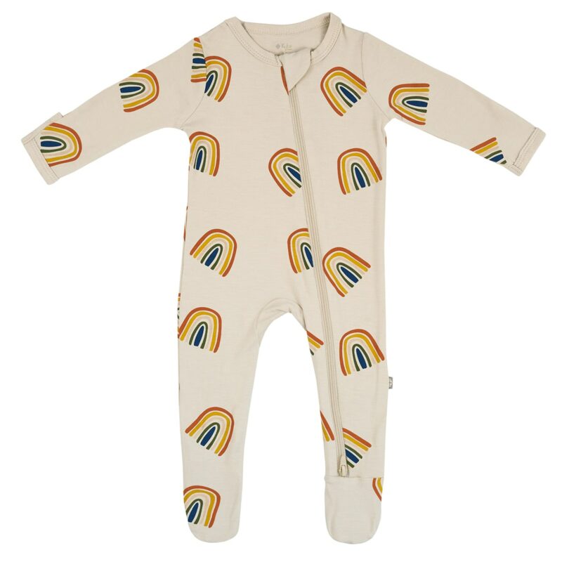 Kyte BABY Zippered Footie in Rust Rainbow on Oat