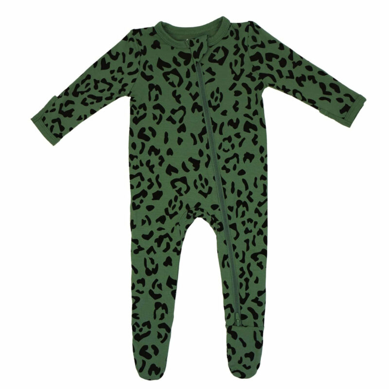 Kyte BABY Zippered Footie in Hunter Leopard