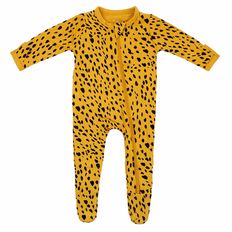 Kyte BABY Zippered Footie in Marigold Cheetah