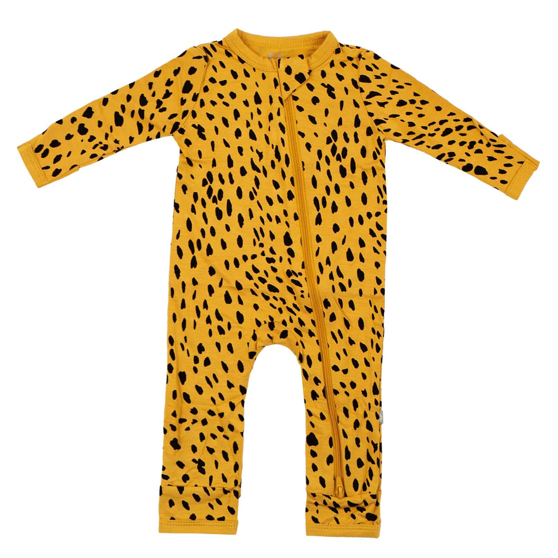 Kyte BABY Zippered Romper in Marigold Cheetah