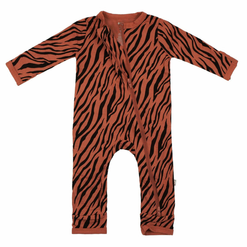 Kyte BABY Zippered Romper in Rust Tiger Blossom