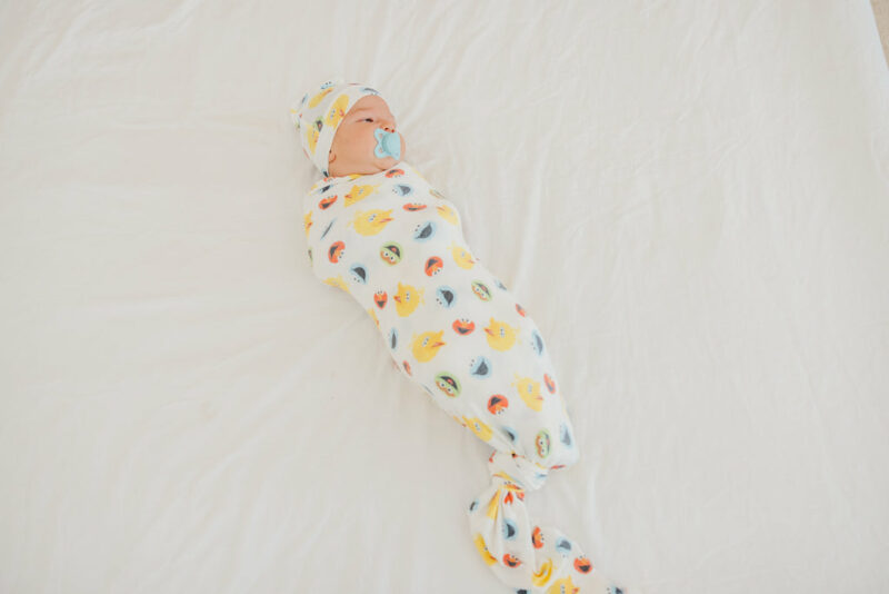 Sesame Scribbles Knit Swaddle Blanket made by Copper Pearl