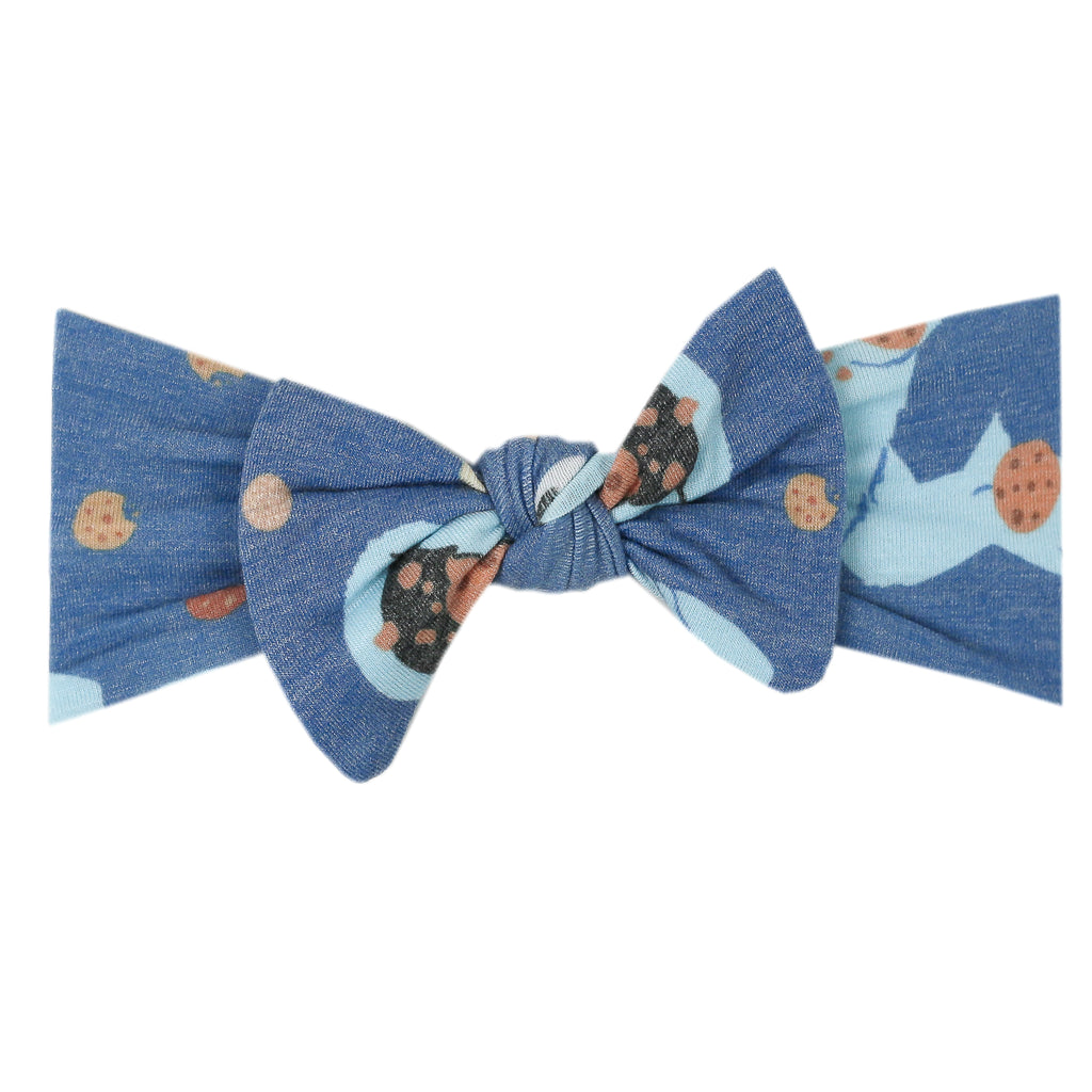 Copper Pearl Cookie Monster Knit Headband Bow