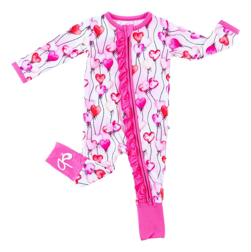 Birdie Bean Amara Bamboo Viscose Ruffle Convertible Romper Valentines