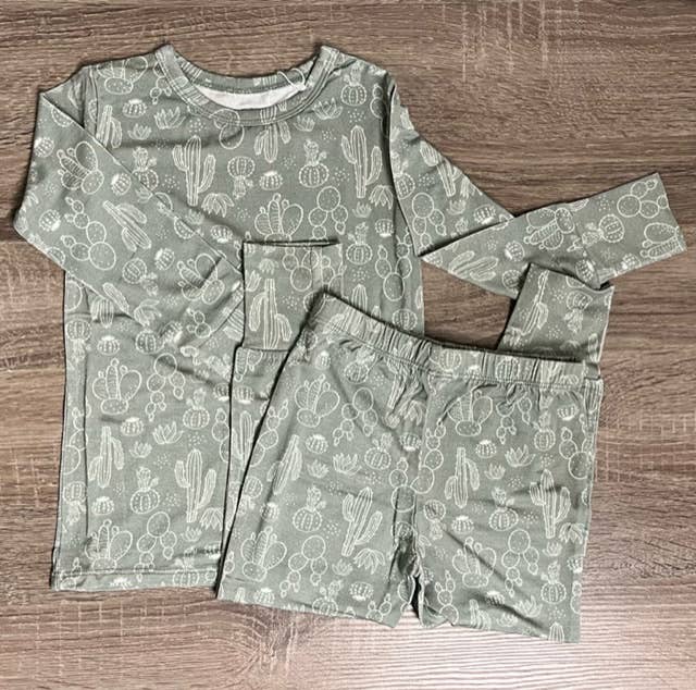 Butterscotch Babies Sage Cactus Bamboo Toddler Two-Piece Pajama Set