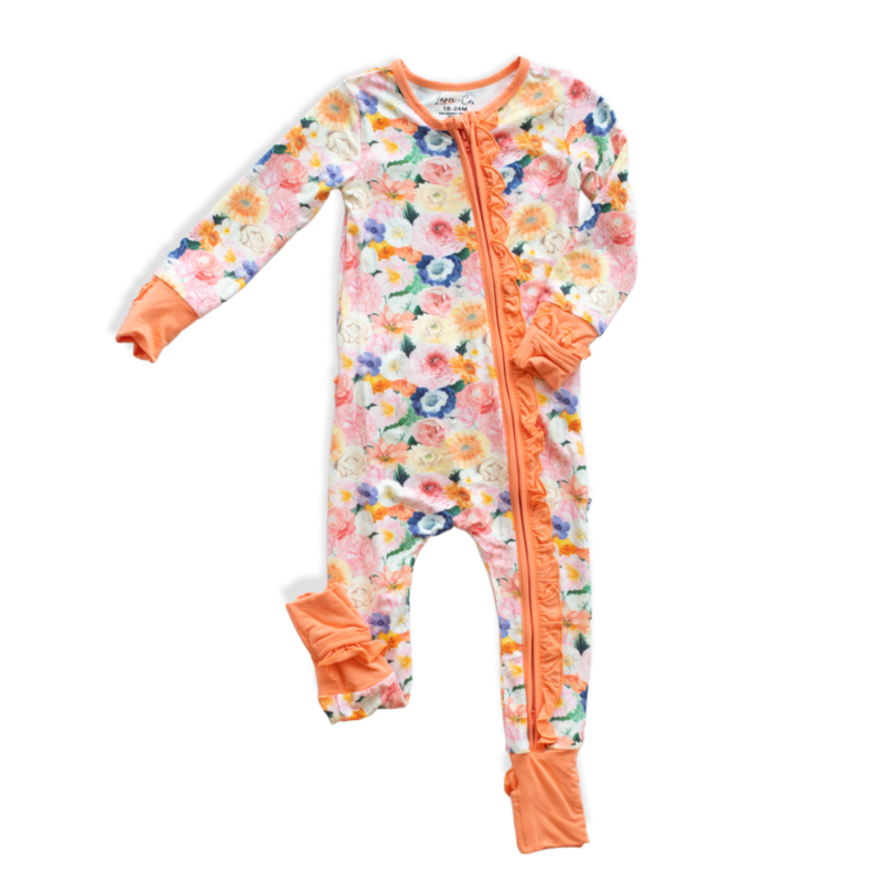Melitta Bamboo Ruffle Convertible Zipper Footie available at Blossom