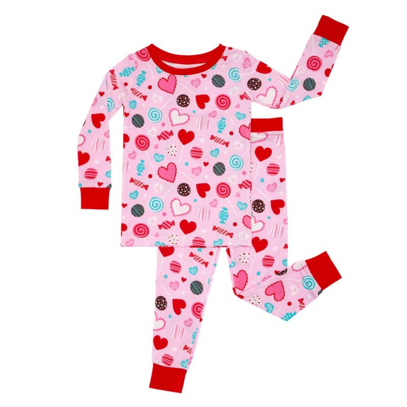Pink Sweet Valentine Two-Piece Bamboo Viscose Pajama Set available at Blossom