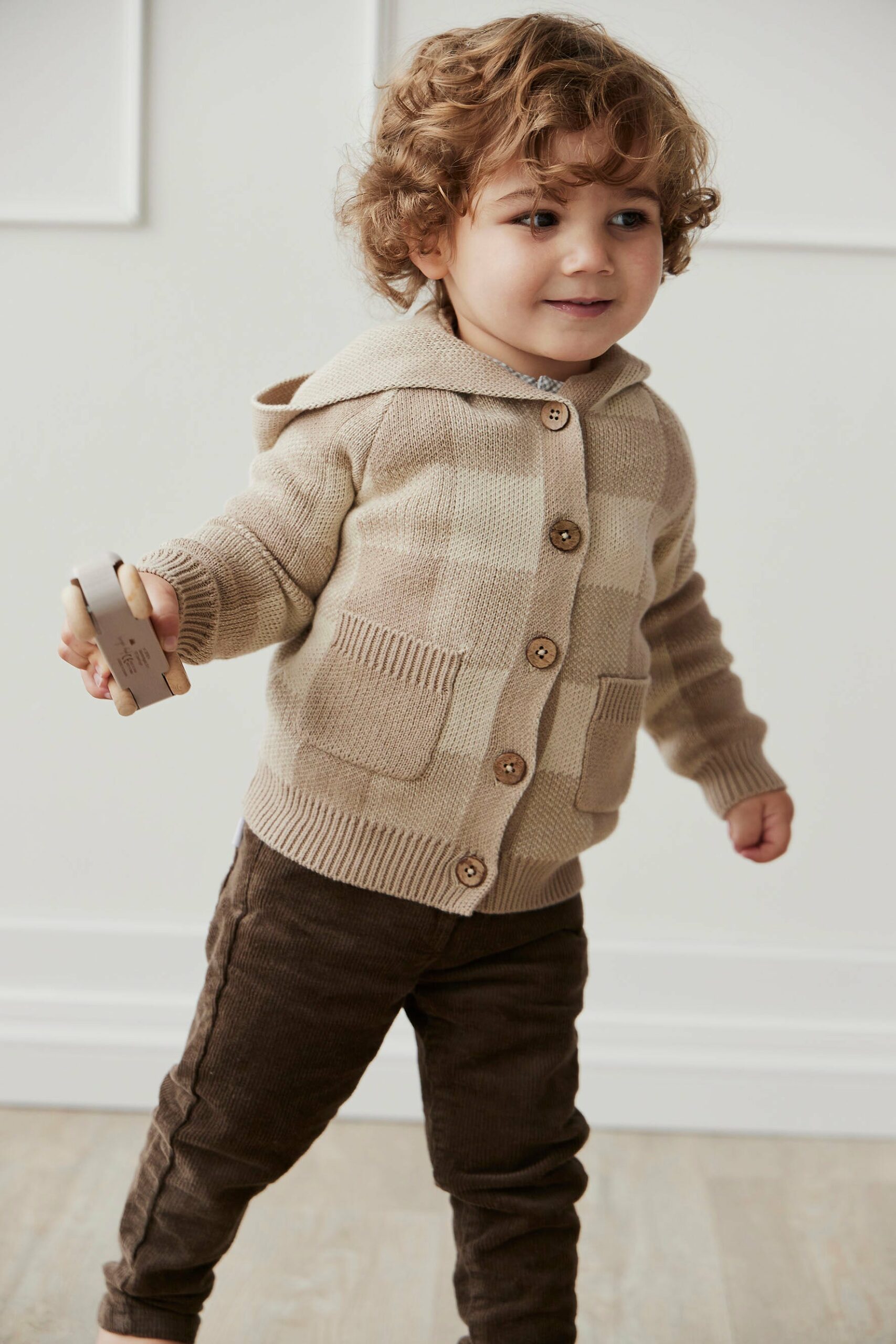 Jamie Kay Check Bear Knit Cardigan in Arthur Jacquard