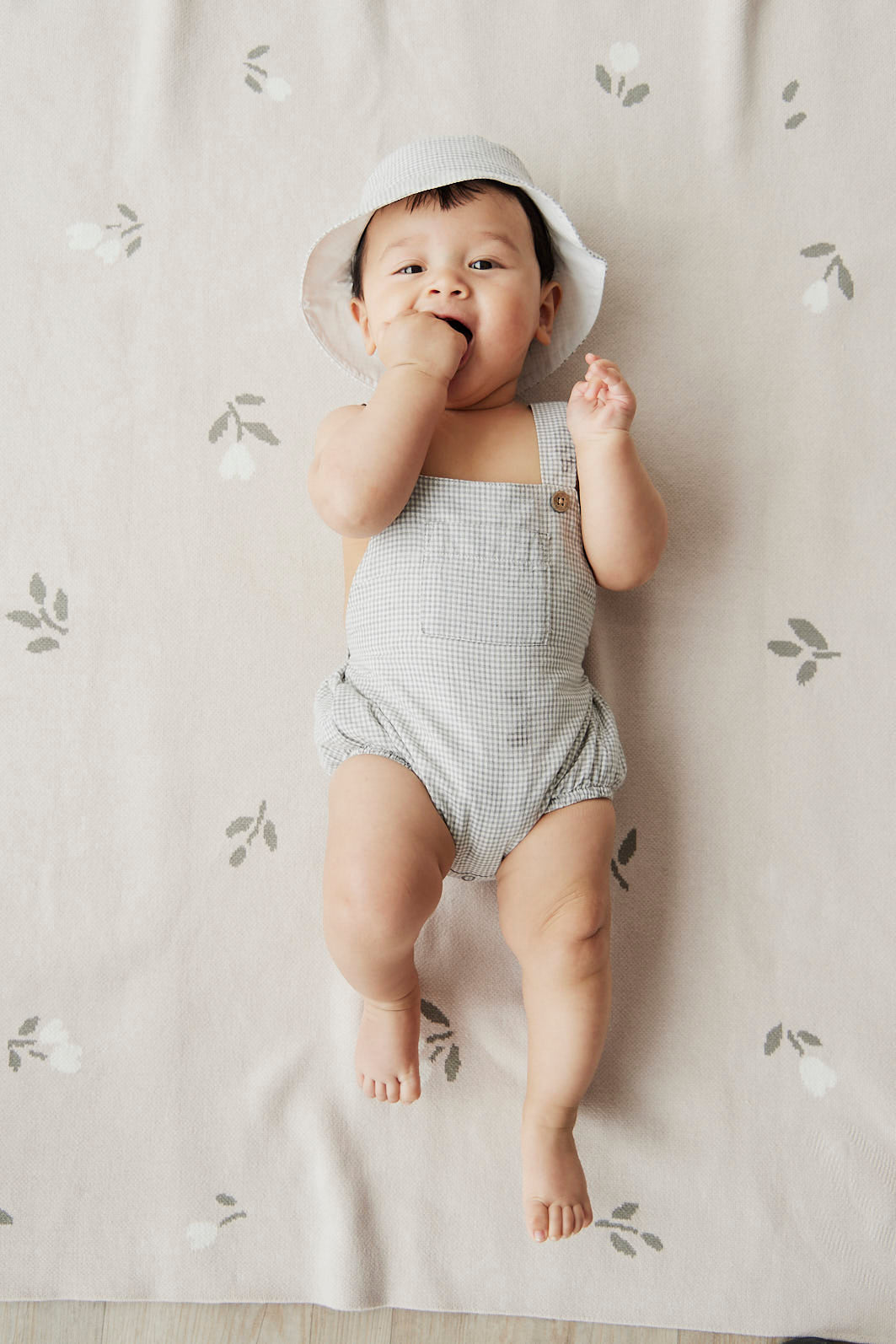 Jamie Kay Organic Cotton Gingham Samy Romper in Sky