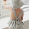 Organic Cotton Gingham Samy Romper in Sky available at Blossom