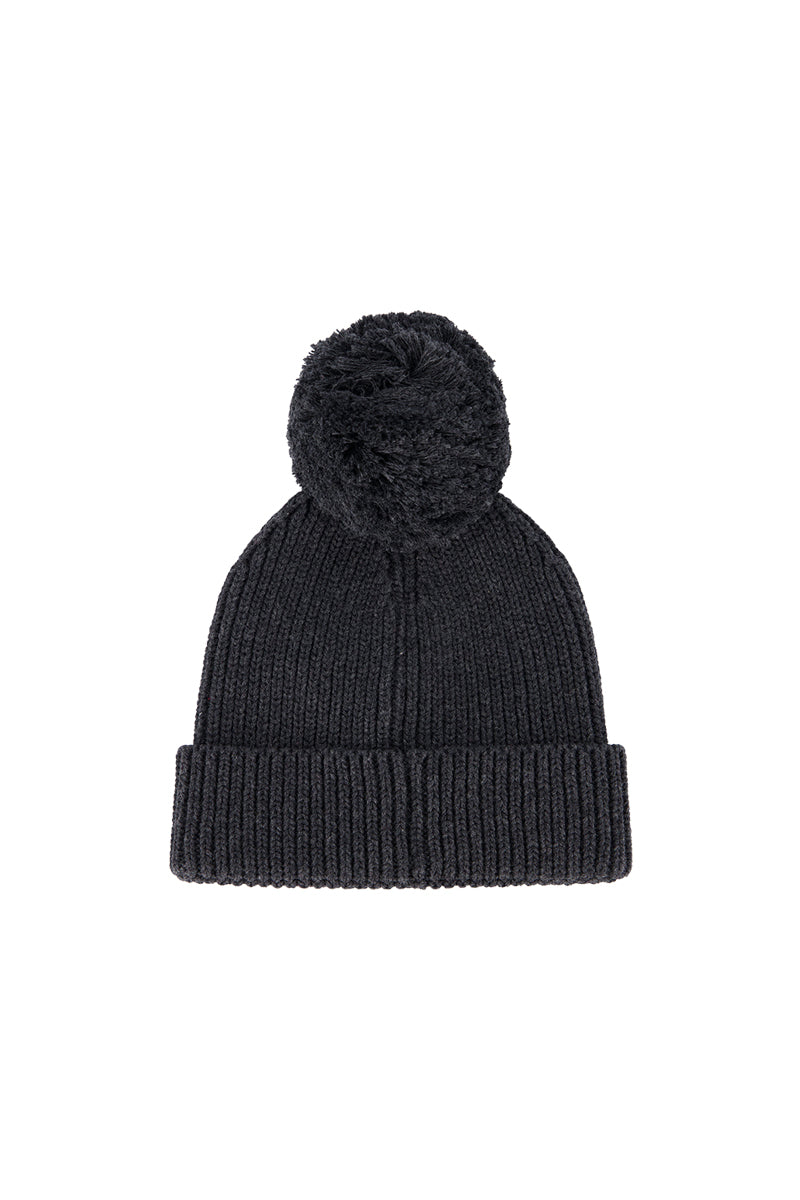 Jamie Kay Simple Rib Beanie in Onyx Marle