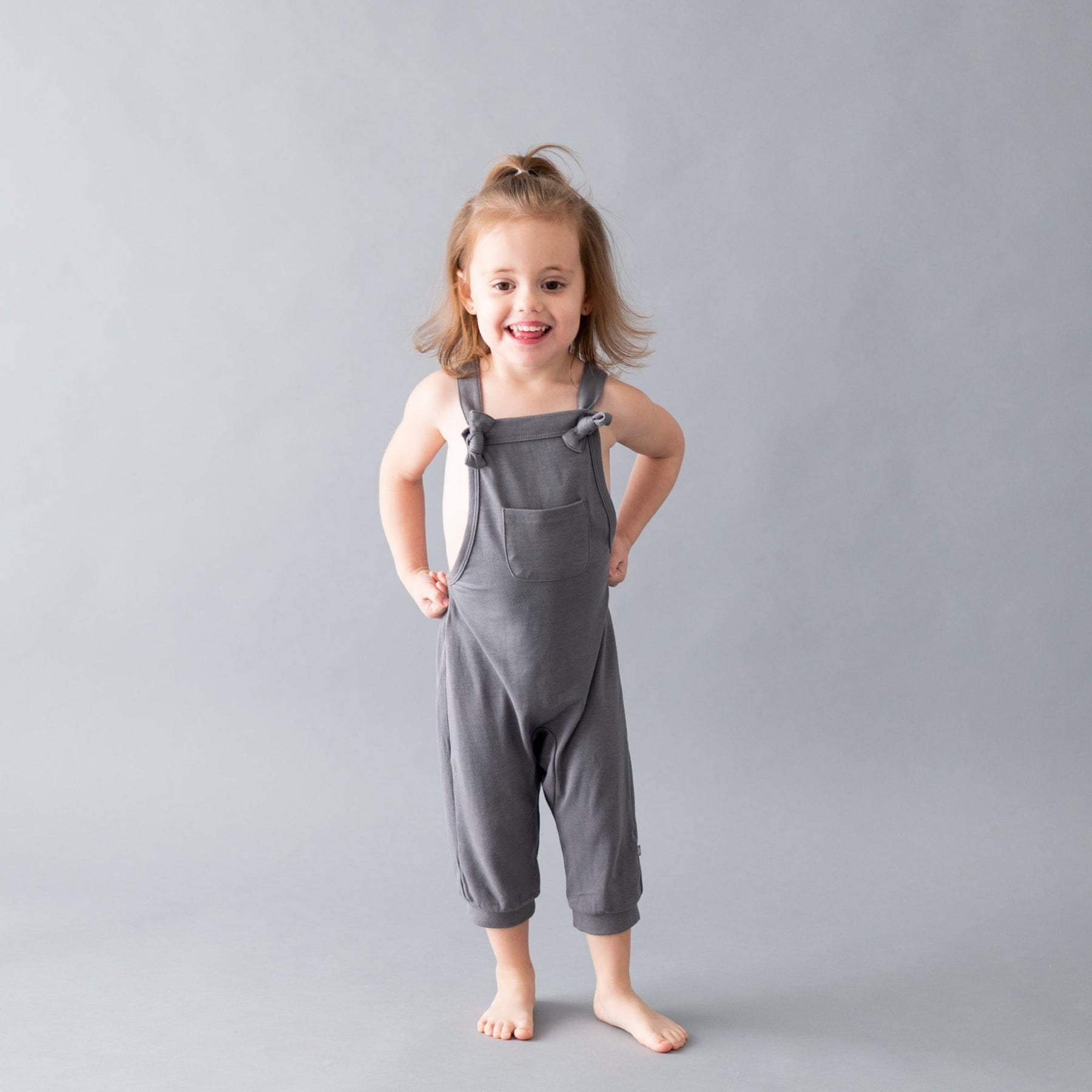 Kyte BABY Bamboo Jersey Overall in Charcoal