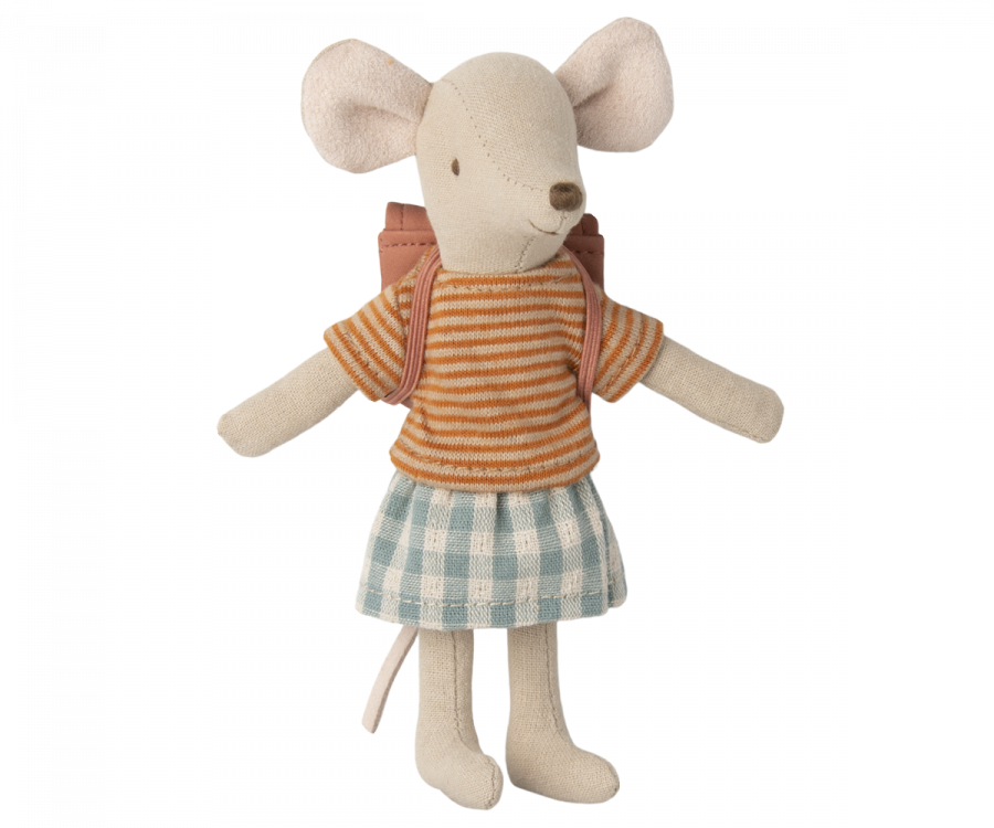 Maileg Big Sister Tricycle Mouse with Old Rose Bag