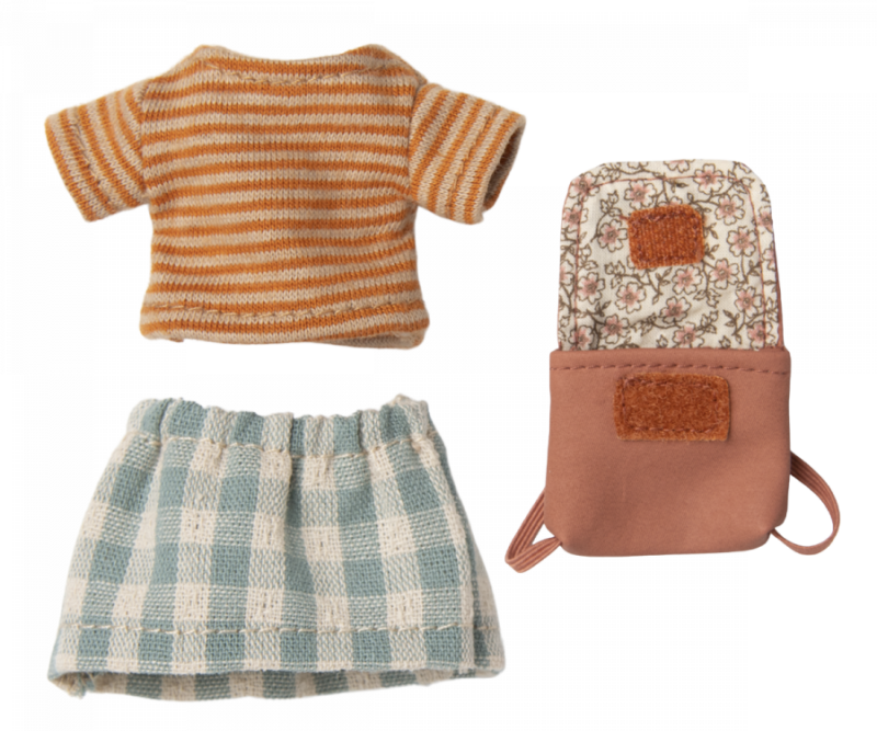 Maileg Clothes and Old Rose Backpack for Big Sister Mouse
