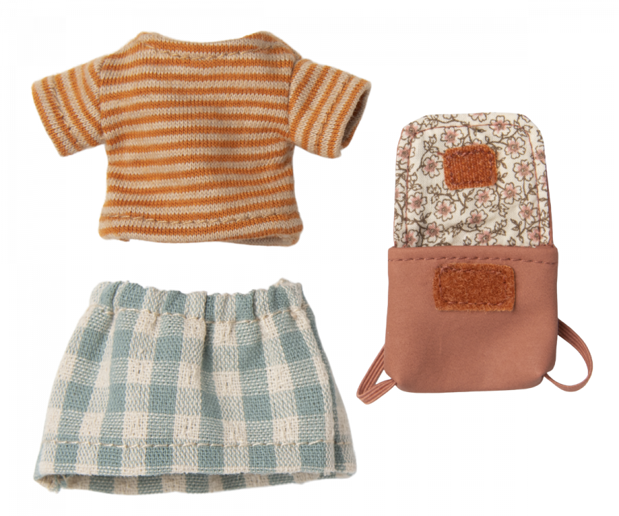 Maileg Clothes and Old Rose Backpack for Big Sister Mouse
