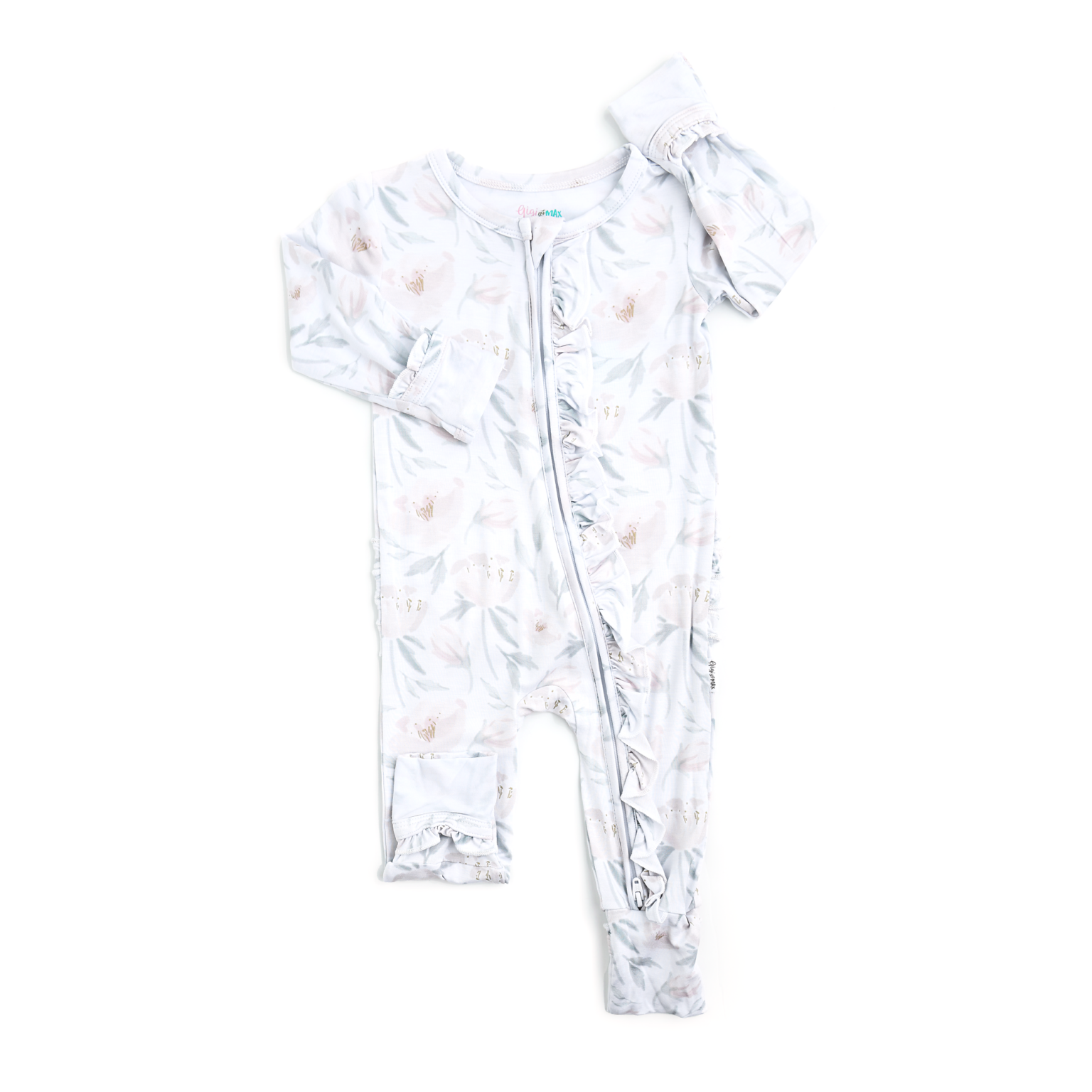 Gigi and Max Shiloh Bamboo Viscose Ruffled Footie Blossom