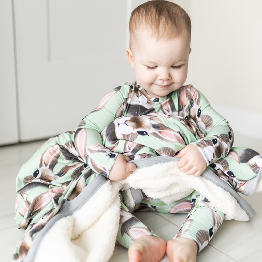 Bunny Hop Bamboo Viscose Plush Kids Blanket from Hanlyn Collective