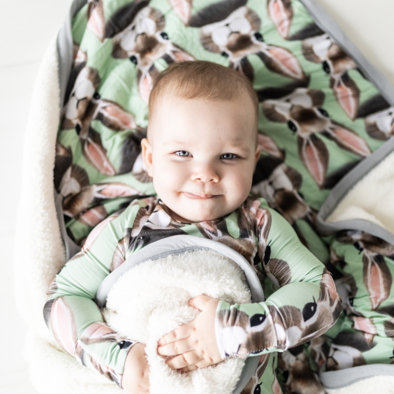Hanlyn Collective Bunny Hop Bamboo Viscose Plush Kids Blanket
