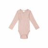 Organic Cotton Fine Rib Bodysuit in Dusky Rose from Jamie Kay