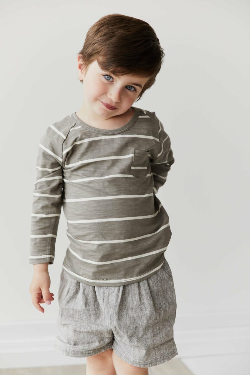 Jamie Kay Landon Long Sleeve Tee in Fog Ecru Stripe