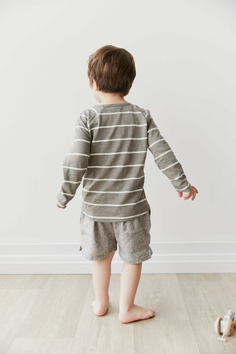 Landon Long Sleeve Tee in Fog Ecru Stripe from Jamie Kay