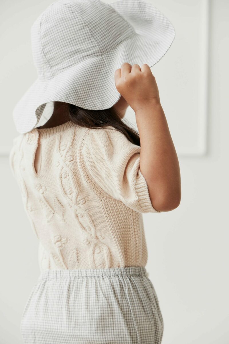 Organic Cotton Gingham Hat in Sky