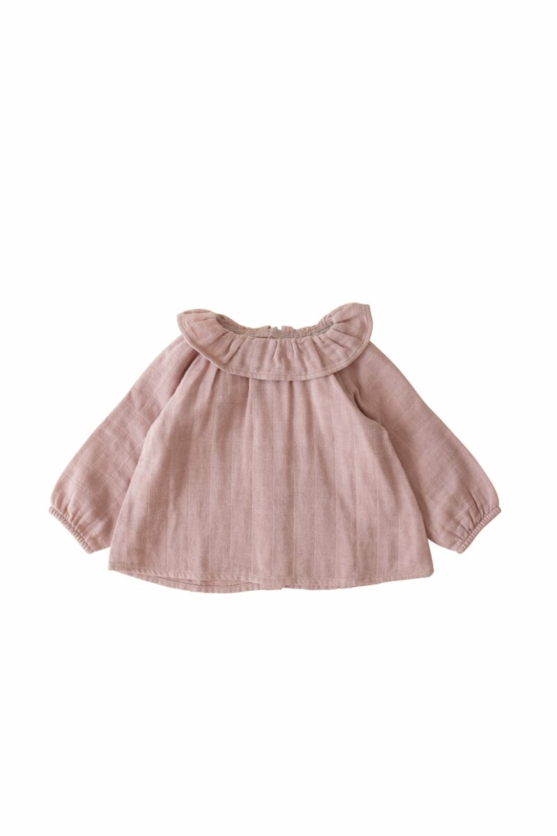Organic Cotton Muslin Long Sleeve Top in Ash Pink
