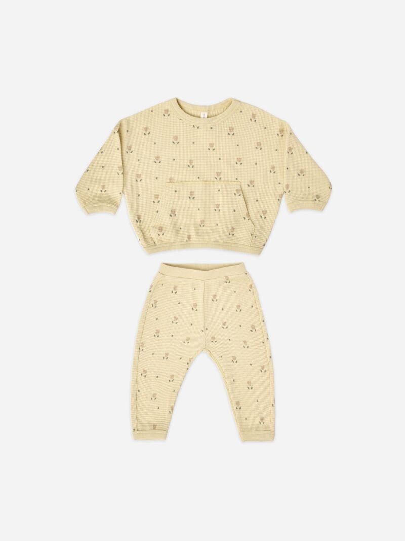 Quincy Mae Waffle Sweat Set in Dutch Floral