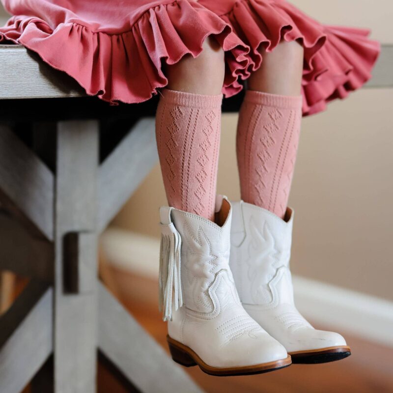 Blush Fancy Knee High Socks from Little Stocking Co