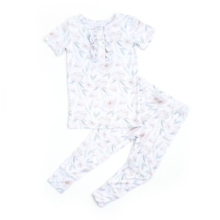 Gigi and Max Shiloh Ruffle Bamboo Viscose Pajama Set Blossom