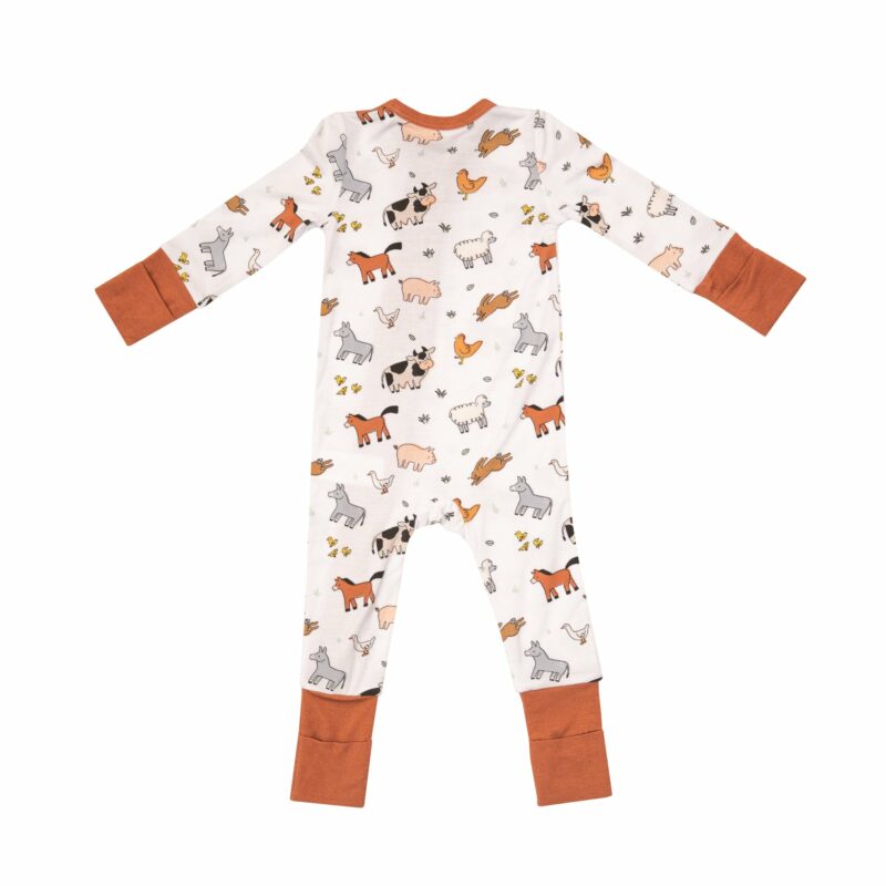 Angel Dear Farmyard Babies Bamboo Viscose Zipper Romper