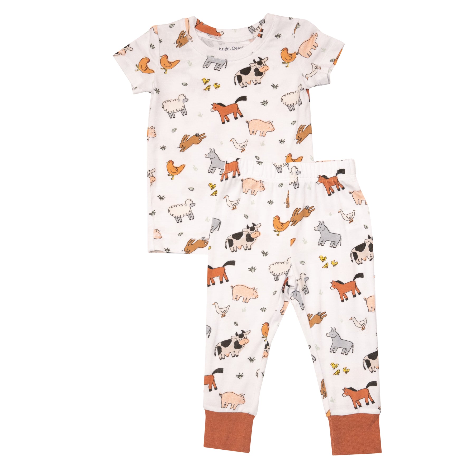 Angel Dear Farmyard Babies Bamboo Viscose Short Sleeve Loungewear Set