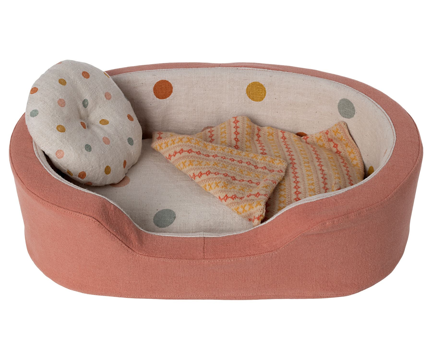 Maileg Dog Basket in Coral