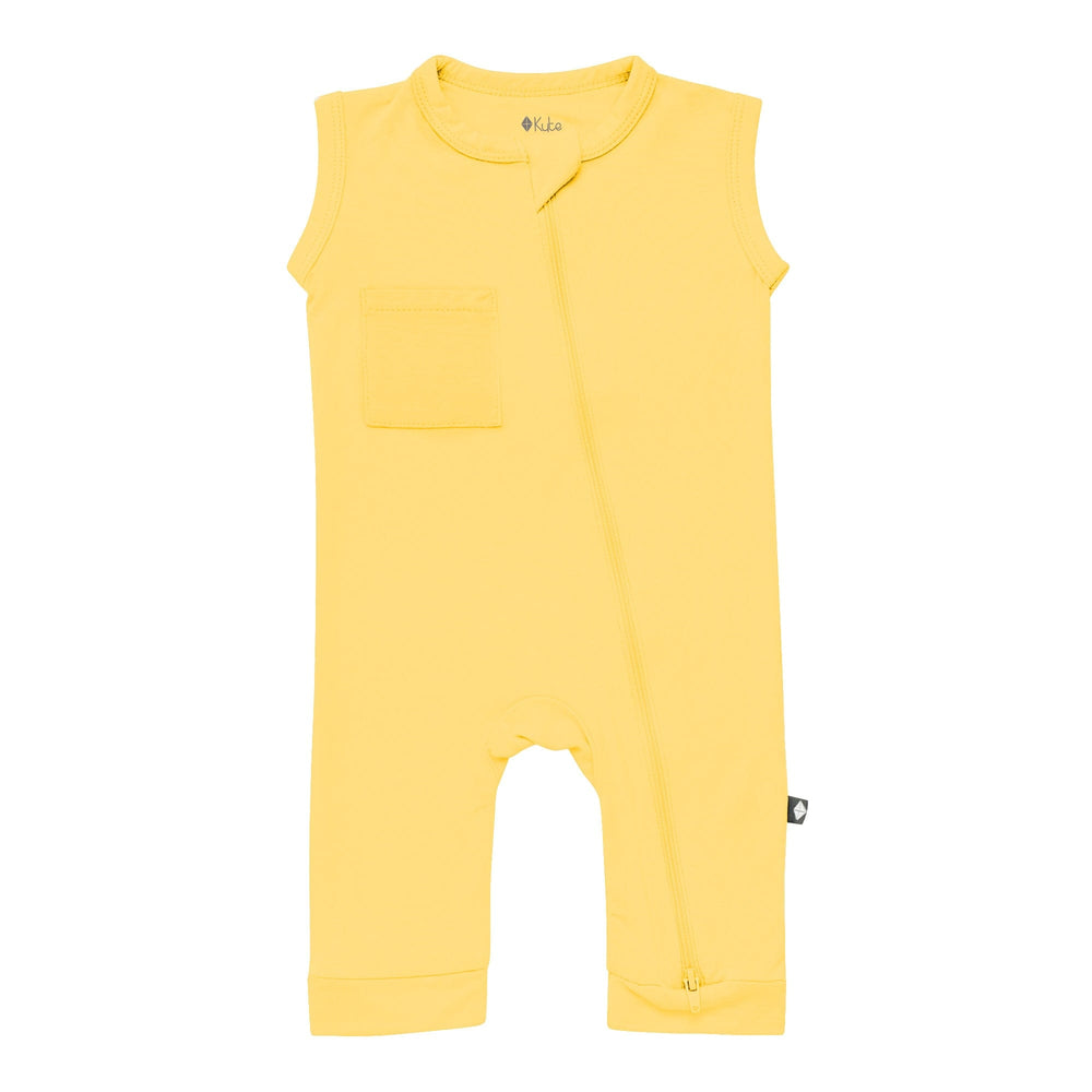 Kyte BABY Sleeveless Zippered Romper in Butter