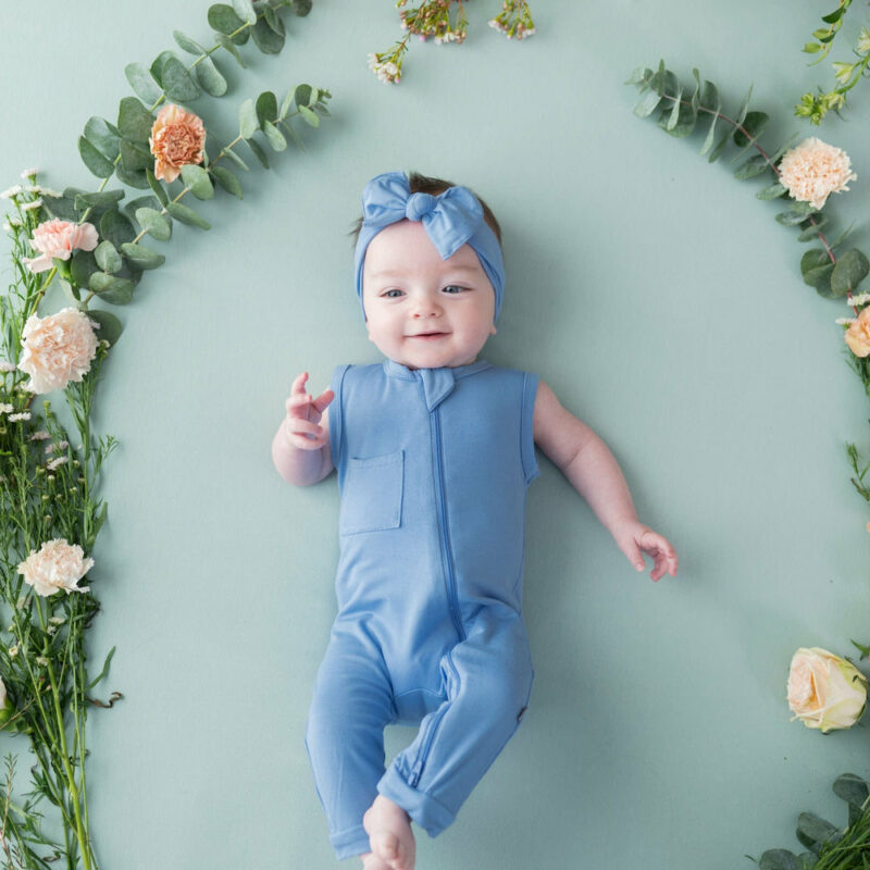 Sleeveless Zippered Romper in Periwinkle from Kyte BABY
