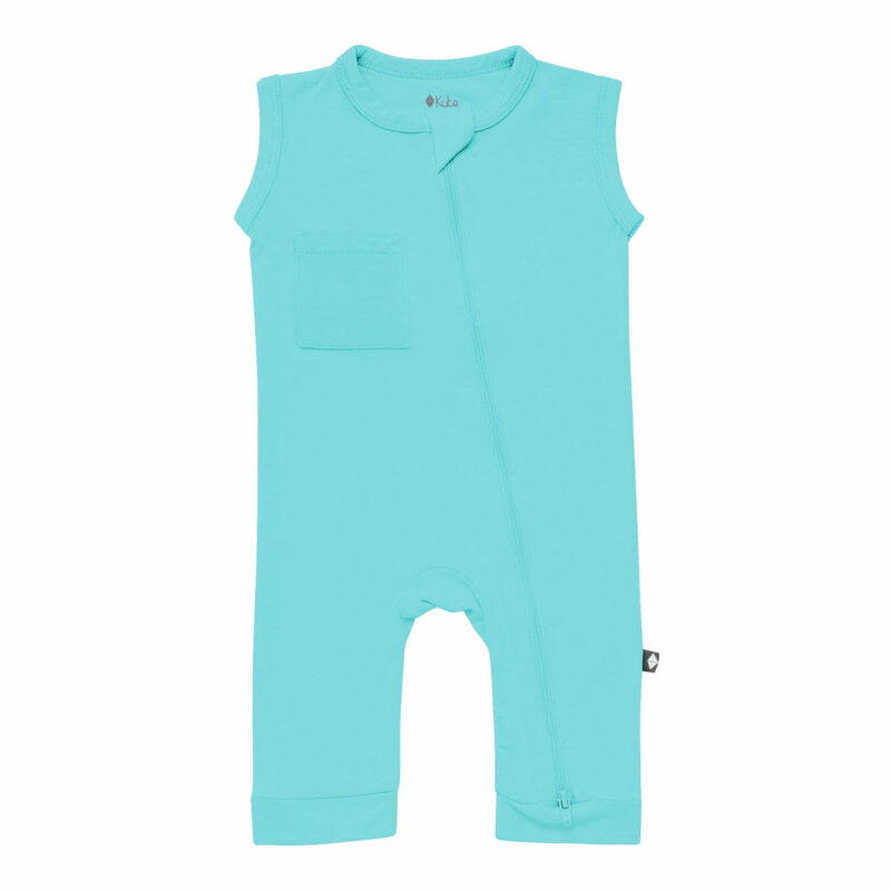 Kyte BABY Sleeveless Zippered Romper in Robin