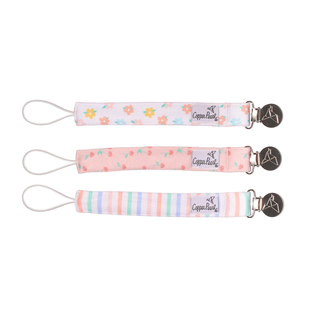 Copper Pearl Cheery Binky Clip Set