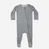 Quincy Mae Bamboo Zip Footie In Grid