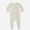Quincy Mae Bamboo Zip Footie In Speckles
