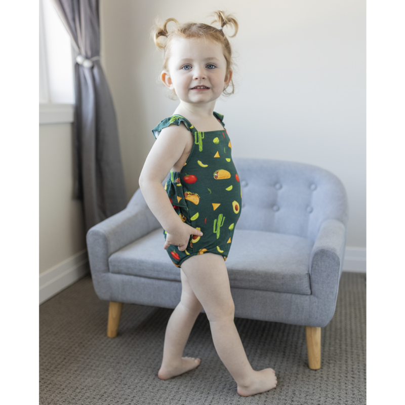 Let's Taco 'Bout It! Bamboo Lyocell Bubble Rompsie from Hanlyn Collective