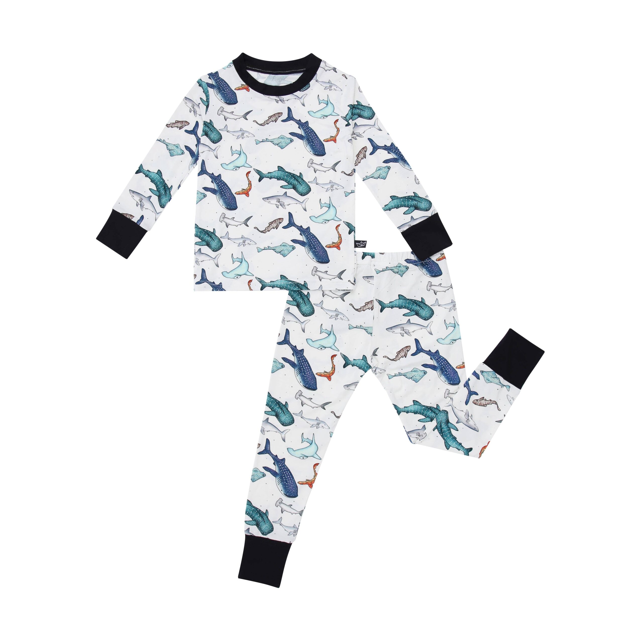Peregrine Kidswear Watercolor Sharks Bamboo Viscose Pajama Set