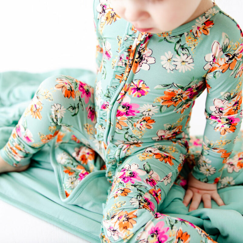 Flower Child Ruffle Convertible Footie from Dreamiere