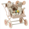 Maileg Stroller in Rose for Baby Mice