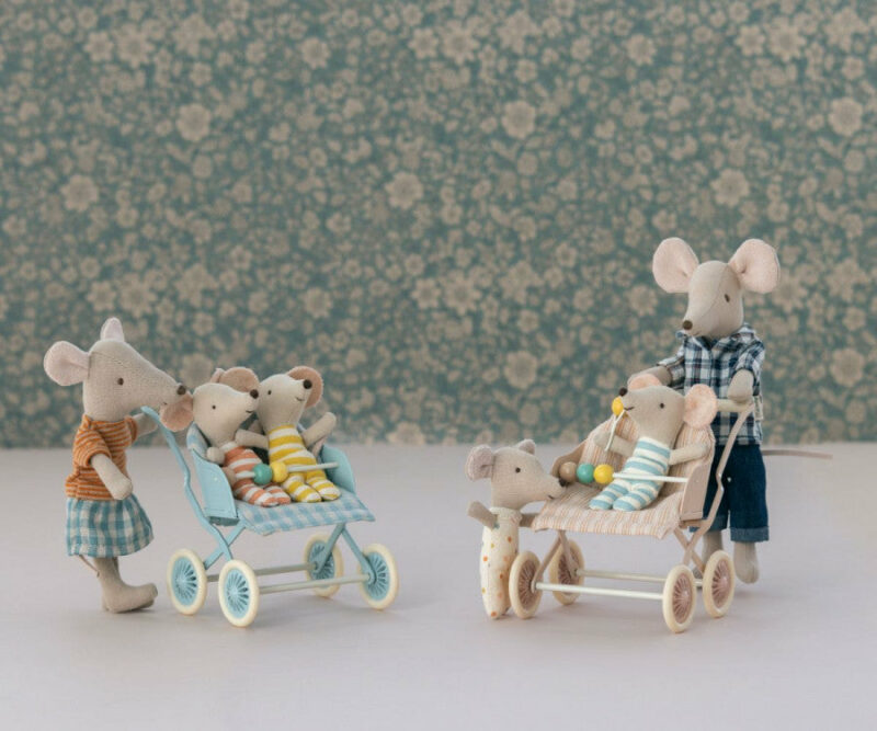 Maileg Stroller in Rose for Baby Mice Toys