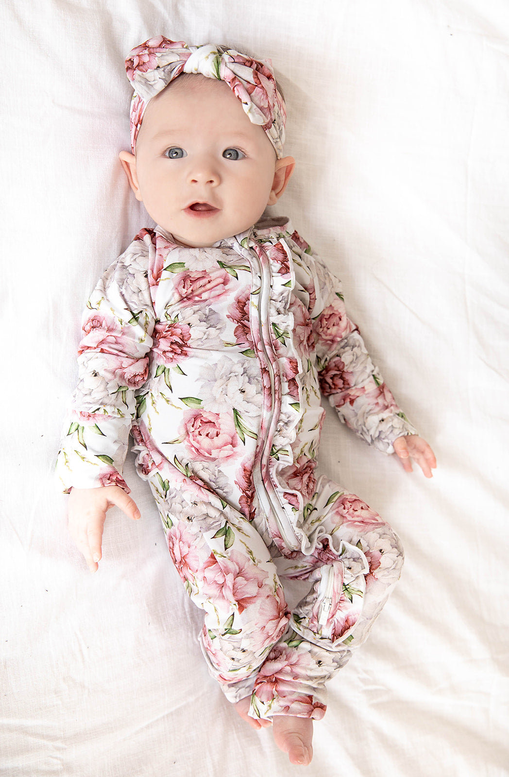 Hanlyn Collective Only In My Dreams Bamboo Lyocell Ruffled Rompsie Blossom
