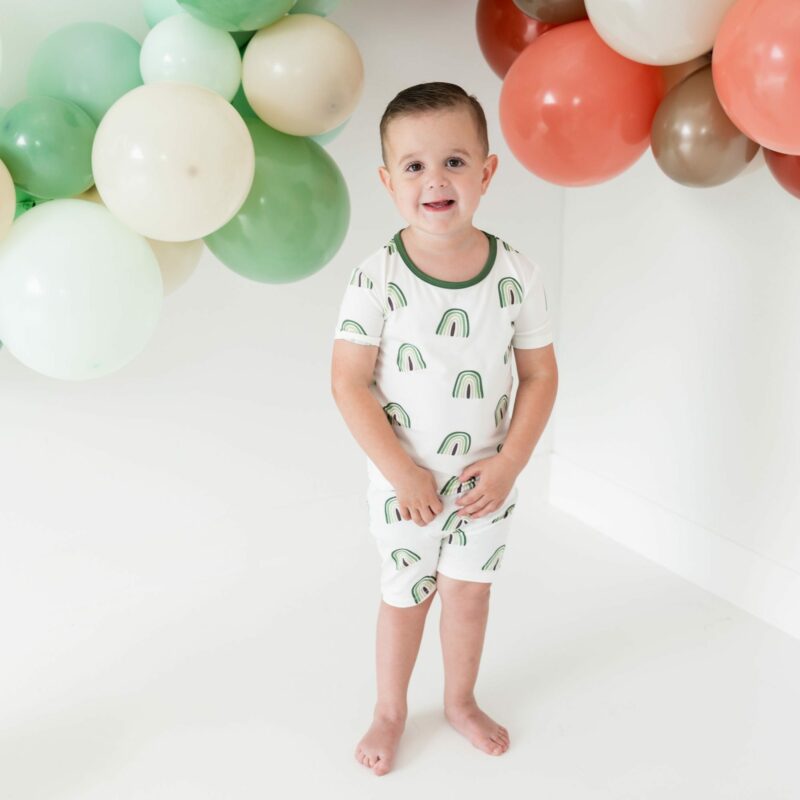 Short Sleeve Pajamas in Hunter Rainbow 