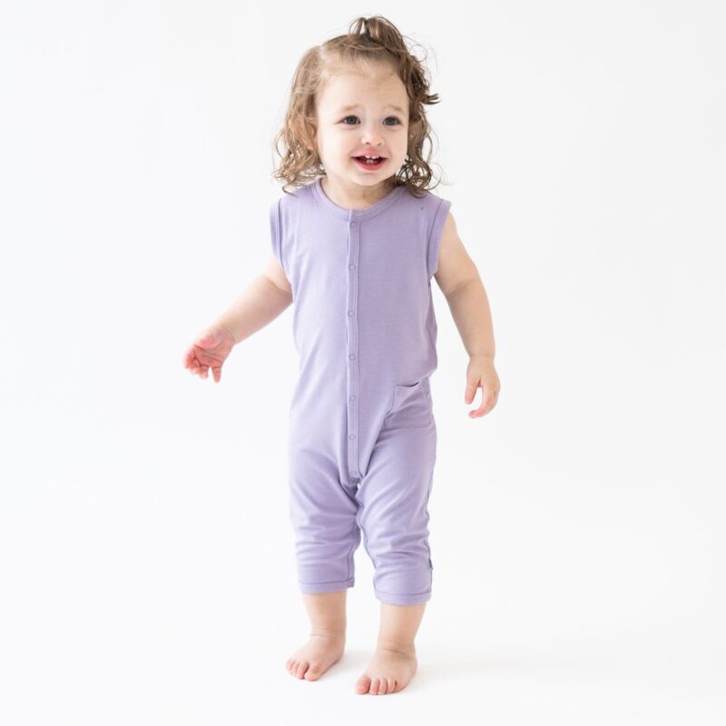 Kyte BABY Sleeveless Romper in Taro from Kyte BABY